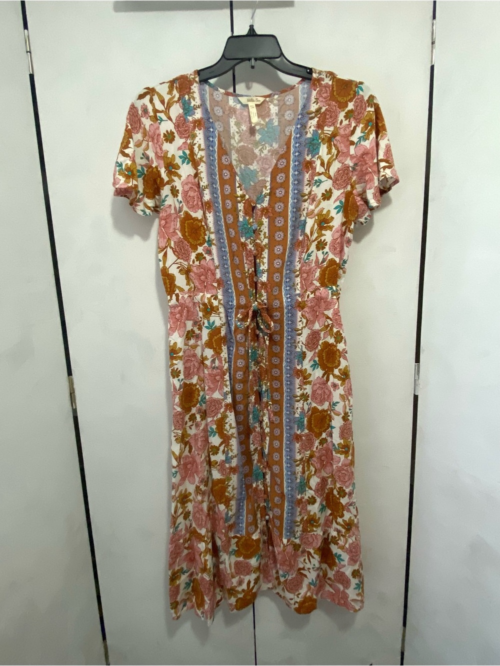Matilda Jane Floral Large Dress in Pink, Teal & Rust Prairie Cottagecore